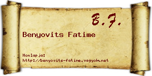Benyovits Fatime névjegykártya
